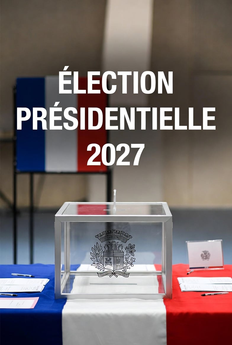 Bureau de vote avec urne électorale officielle pour l'élection présidentielle 2027 en France